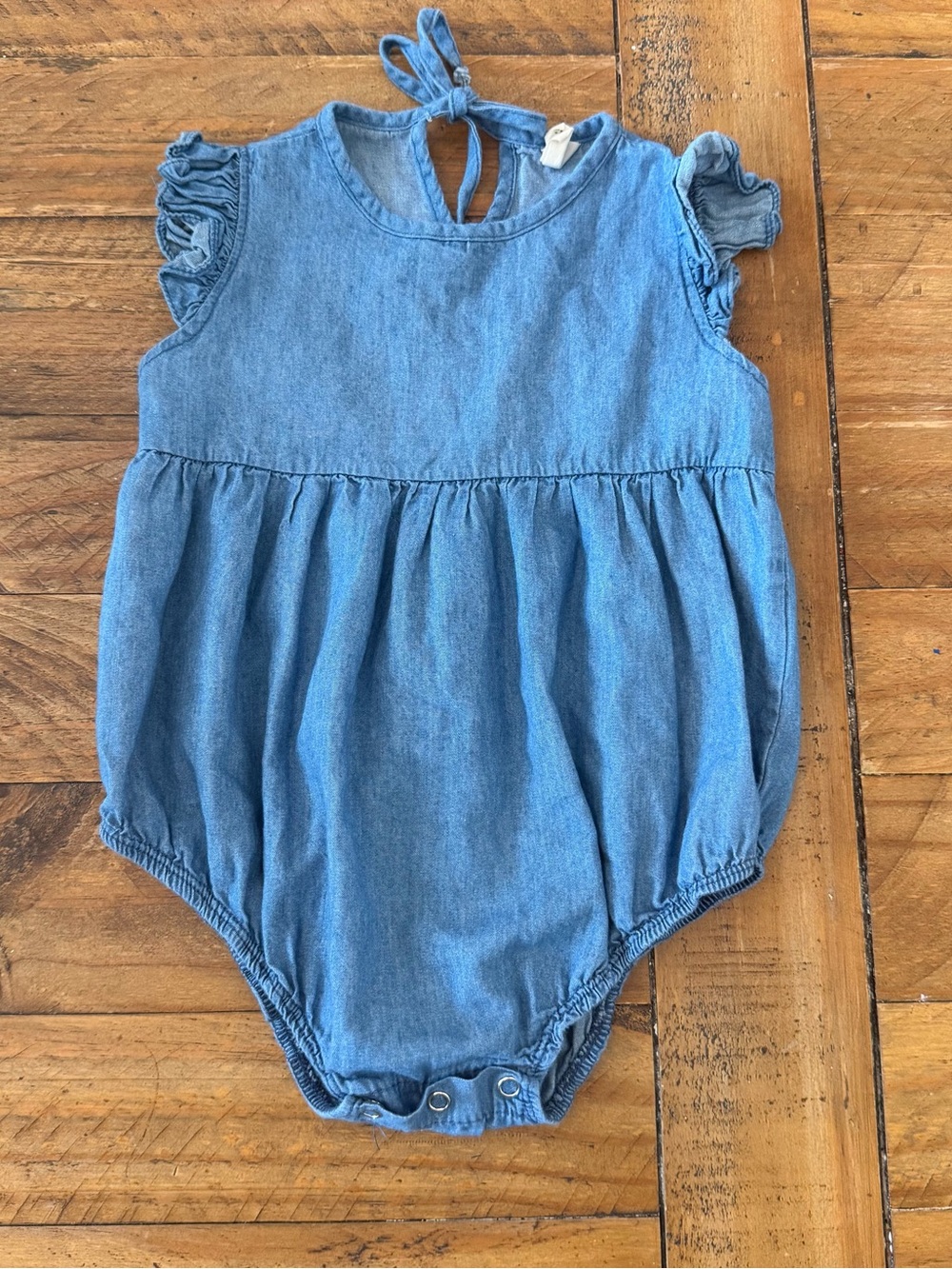 Cherokee Light Blue Infant Romper with Ruffle Details
